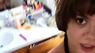 Amateur real small titted party teen slammed in gym class