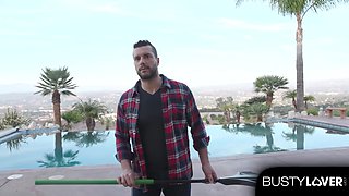 Slender Blonde Slut Katie Morgan Gets Serviced By Her Randy Gardener