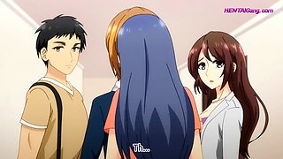 Blue haired anime beauty finally surrenders and gets filled