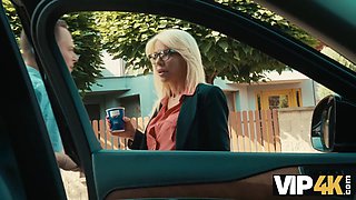 Vip4k. mature cougar in maid costume cleans with her tongue