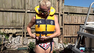 Tight Lifejacket Tease - Bikini Brat in the Pool