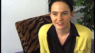 Busty brunette chick gets banged at the casting