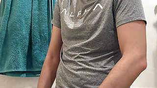 Daddy Jerks Off Hard in the Bathroom - Huge Cumshot!
