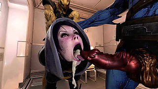 fat monster cock fucks her tight asshole . her asshole was destroyed. Lara 3D Animation