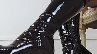 Shoeplay in Extreme High Heel Thigh High Boots and Pantyhose (shoe Collection) - Dame Olga