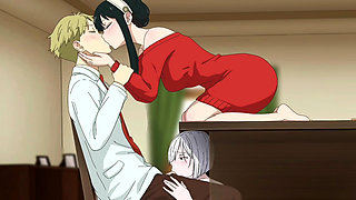 Two Girls, One Desk, Infinite Positions - Fiona and Yor Share Loid's Cock