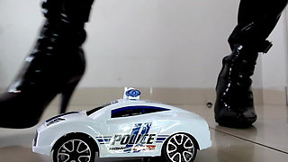 Domme Giantess Latex Boot Stomped Crushed Cop Car