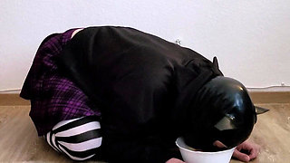 Leashed Sissy Enjoys Mistress Piss Like the Thirsty Slave She Is