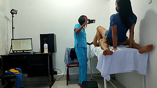 It Happened at the Clinic!! a Female Doctor and Nurse Seduce a Patient. They Fuck Him on the Stretcher