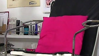 Cubby MILF with big natural tits secretly caught on her gyno exam