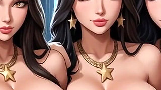 Group of Lovely Women Bounce Breast (ai Animation)