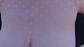 Small Café on the Terrace with a Transparent Top and a Mini Skirt No Panties