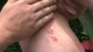 Dominating bondage and wax play in the forest