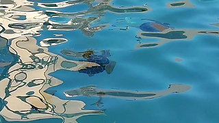 Cuckquean POV - BBW Cuckcake Fucks My Husband in Outdoor Pool While I Film Underwater