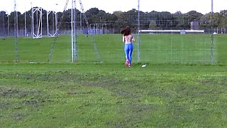 Solo eurobabe masturbating outdoors