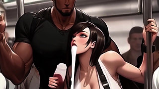 Big Titty Tifa LOVES making new friends on the train!