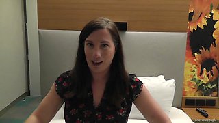 Wife's awkward interview before she tries her first big black cock