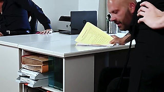 Pervert Office! Hot Foursome with 2 Sexy Blondes in Stockings and High Heels and 2 Big Cocks