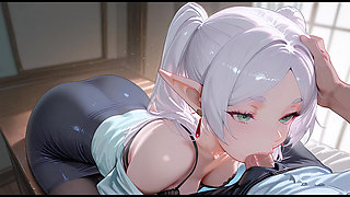Frieren came to her boss to ask for a raise. Frieren has sex with her boss. Frieren hentai cosplay