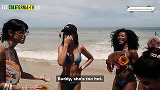 Teen Lesbian Influencers Steamy Beach Kiss for Married Tourist in Brazil