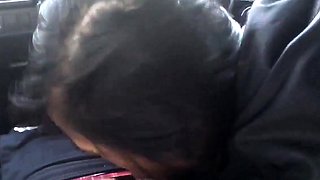Asian Girl Sucks and Swallows in a Car