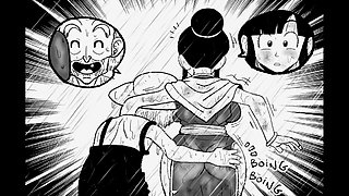 Old and young characters in cartoon sex adventures with DBZ themes