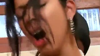 Beautiful and hot brunette moaning and enjoying giving her pussy and very tasty spit: Porn