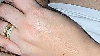 Slutty step mom pulled step son dick out for a handjob in bed