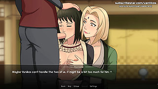 Naruto: Kunoichi Trainer - Big Ass MILFs Shizune and Tsuande Have a Threesome. Hot Blowjob and Doggy Style Pussy Creampies