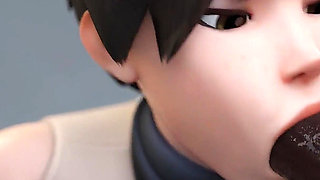 Tracer Gets Bored and Services Two Bbcs - Premium 3D Overwatch Animation