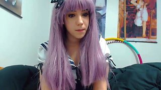 Pink pussy busty babe solo toy vibration during masturbation