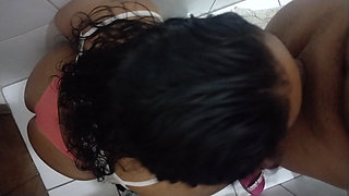 My Naughty Friend Came Into the Bathroom and Sucked Me Until I Came on Her Wonderful Breasts