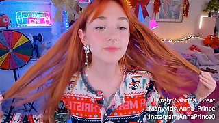 Unboxing fresh earrings with a sexy naked redhead showing off her big ass