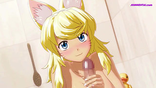 Wolf Girl Babe Fuck Tits In The Bathroom