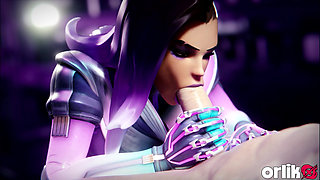 Sombra From Overwatch - Sloppy Blowjob, Doggystyle Big Ass in Oil and Titfuck Cumshot 3D Animation