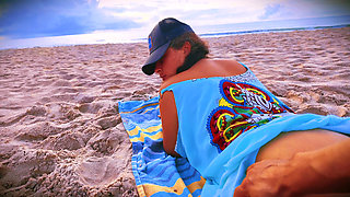 Suddenly a Stranger sneaks up and starts Touching my hairy Pussy on the Beach