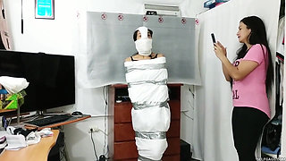 Mummified Panty Head Prepared for Bondage Journey