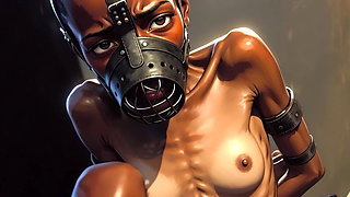 Skinny African Girl in Bondage - Desperate for Big Cock Inside Her