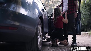 Stranded blond hair babe mature fucks hung stranger