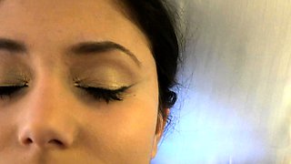 Brunette slut with perfect big boobs is alone