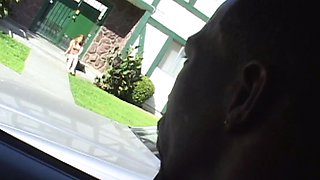 Interracial blowjob outdoors sucking big cock in hd