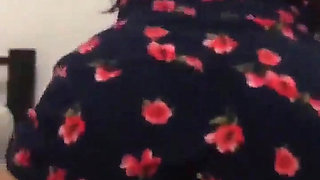 With the Neighbor in a Rich Flower Dress