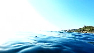 Virgin Surfer Girl Loses it at Sea - Saltwater Cumshot