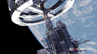 Nexus-3 Orbit Station Meta Gives Sloppy Blowjob, Deepthroat & Hard Doggystyle Assfuck Until Cum on Tits