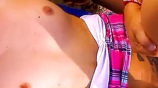 Skinny teen Penelope fucked in the ass by step dad on the beach