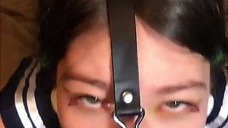 Hogtied School Girl Nose Hook Blowjob