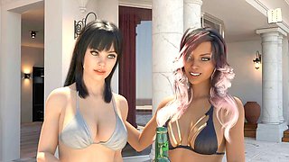 Interactive erotic tale featuring a busty brunette first-timer