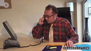 Just amazing skinny teen with big tits fucked by old guy