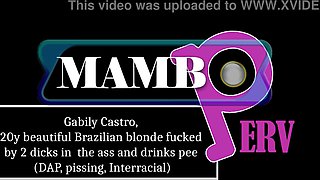Gabily Castro, 20y beautiful Brazilian blonde fucked by 2 dicks in the arse and drinks pee (DAP, pissing, Anal, 0% pussy, 4on1, ATM, pawg, IR, BBC) OB477