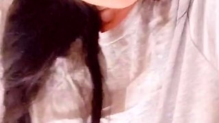 First time amateur brunette solo with dildo